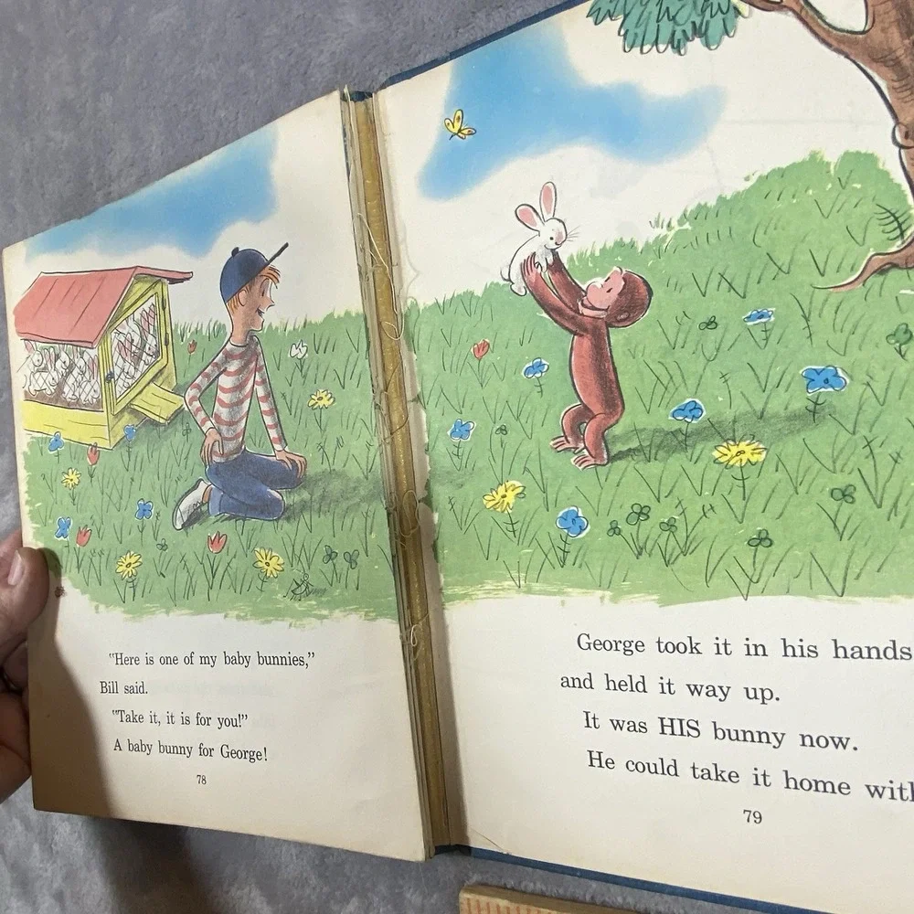 Vintage Curious‎ George Flies A Kite 1958 First Edition Margret Rey Hardcover